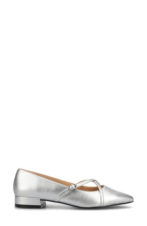 Journee Collection Women's Camby Crisscross Strap Pointed Toe Flats In Silver