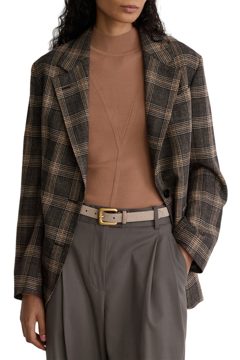 Sandor Wool Check Relaxed Blazer, Alternate, color, BROWN CHECK