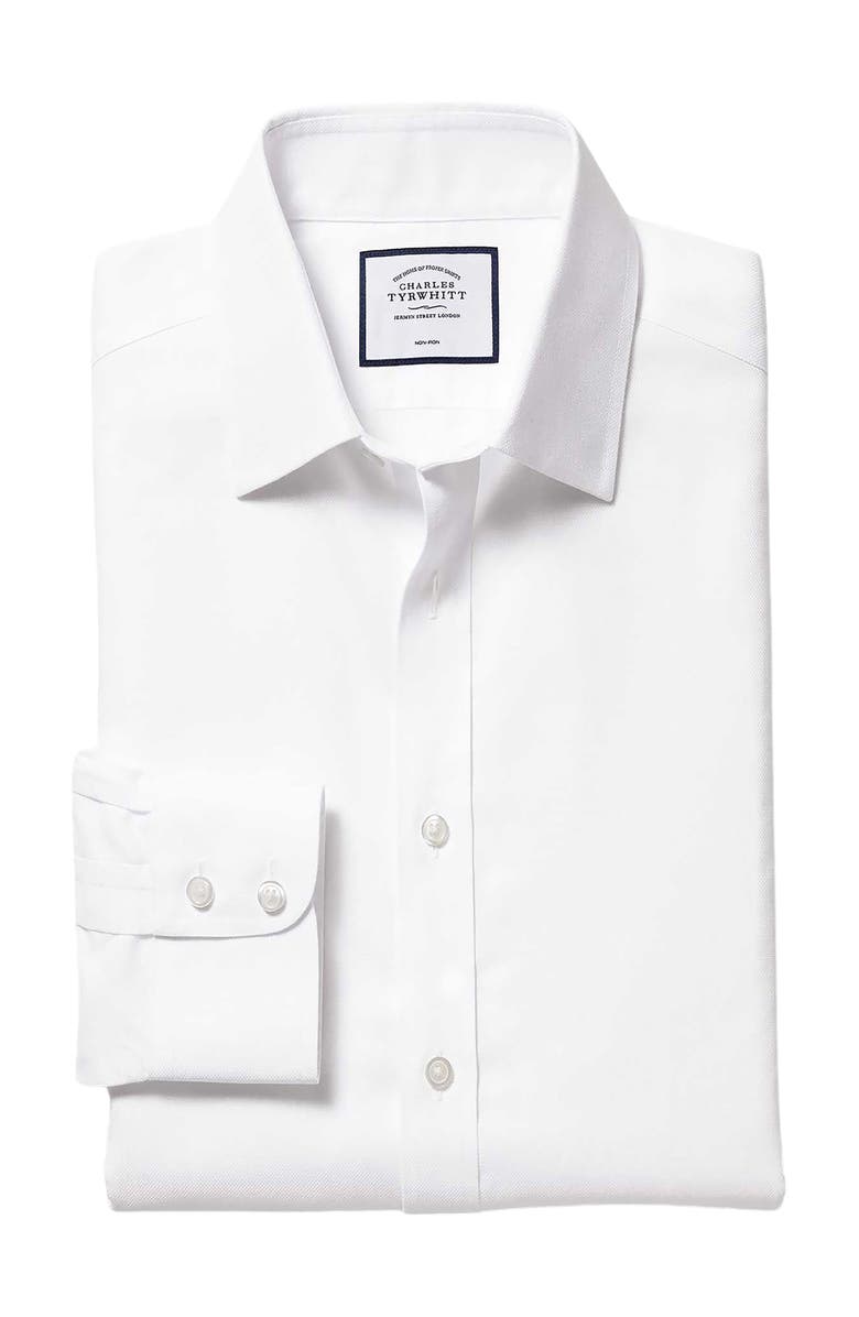 Charles Tyrwhitt Non-Iron Royal Oxford Slim Fit Shirt Single Cuff, Main, color, White