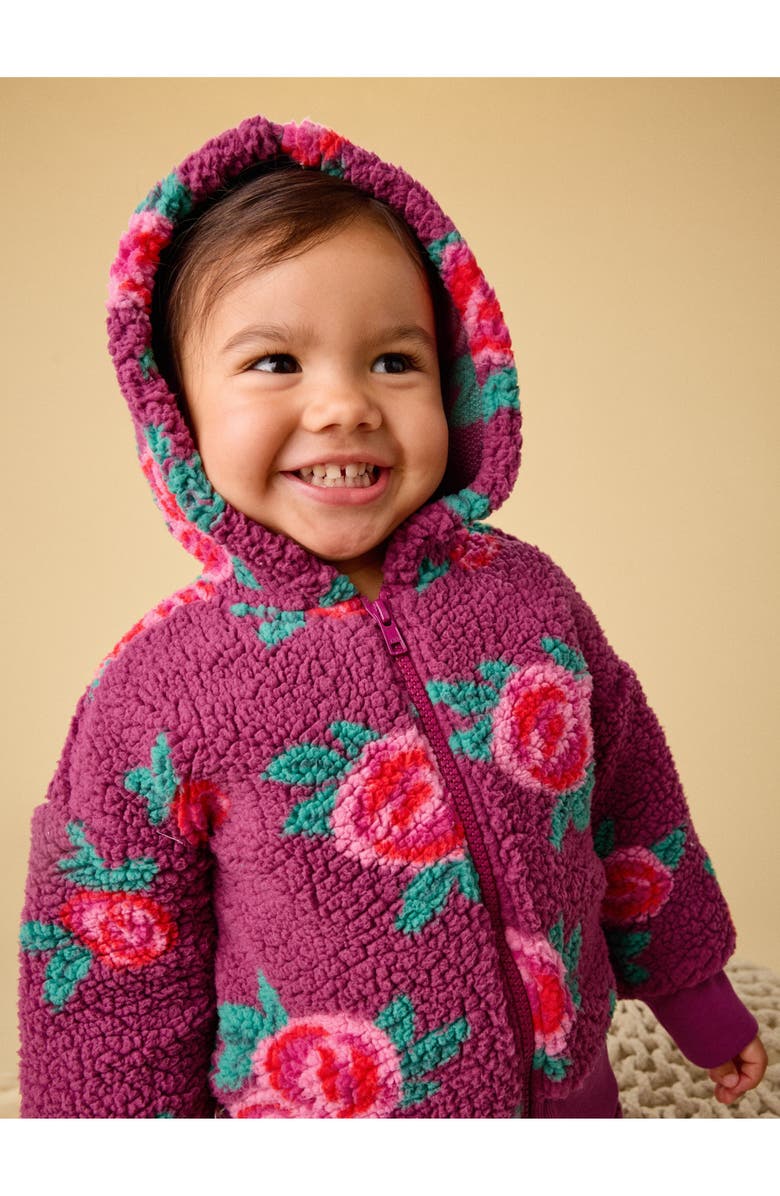 Tea Collection Teddy Fleece Baby Hoodie, Alternate, color, Painted Rose