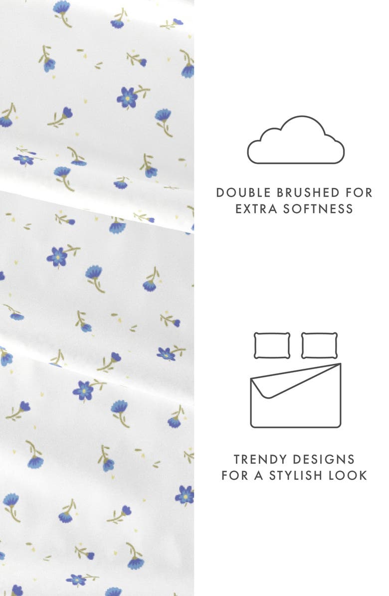 HOMESPUN Premium Ultra Soft Floral 4-Piece Bed Sheet Set, Alternate, color, Light Blue