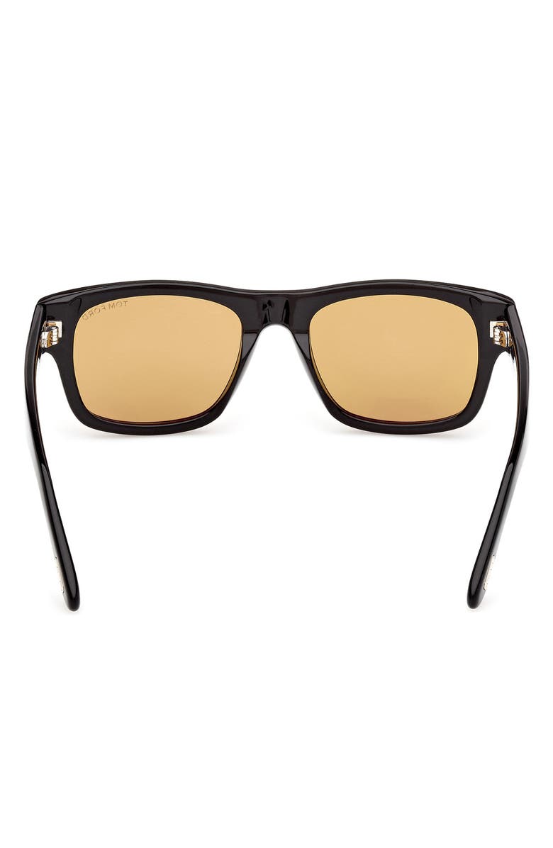 TOM FORD Smith-02 55mm Rectangular Sunglasses, Alternate, color, Shiny Black / Vicuna Lens