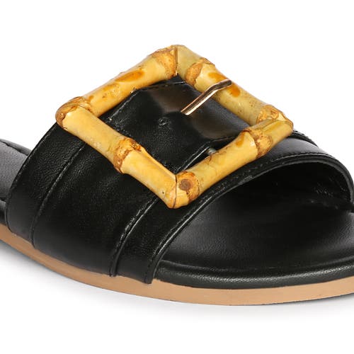Jelavu Amsterdam Suede Leather Band Slide Sandals In Black