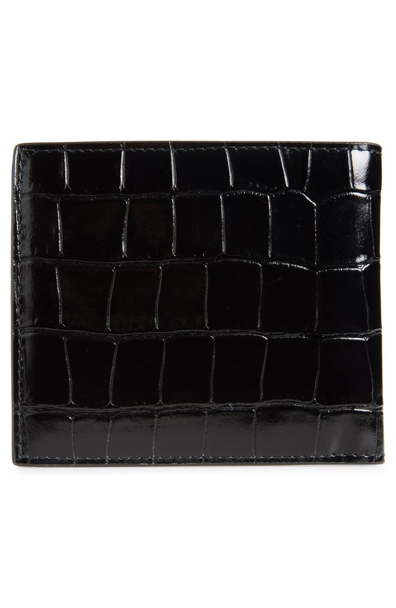 AMIRI MA Icon Croc Embossed Leather Bifold Wallet, Alternate, color, Black