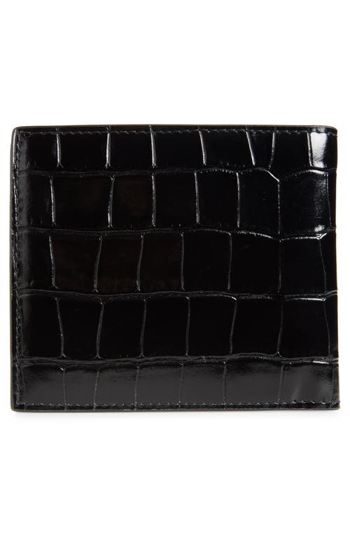 Amiri Ma Icon Croc Embossed Leather Bifold Wallet In Black