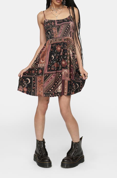Nola Folk Patchwork Print Mini Dress