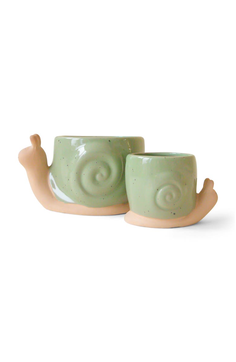Jungle Club Snail Planter Duo, Main, color, Lagoon