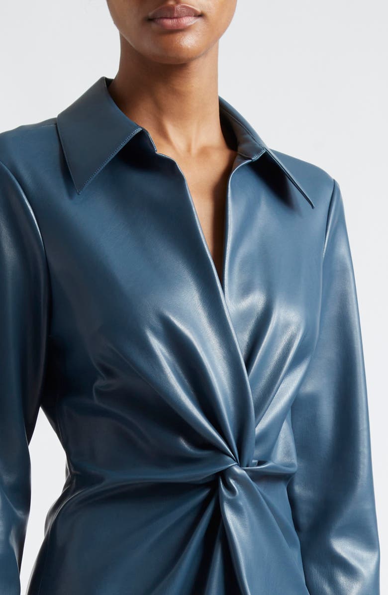 Cinq à Sept McKenna Long Sleeve Faux Leather Dress, Alternate, color, Nightfall