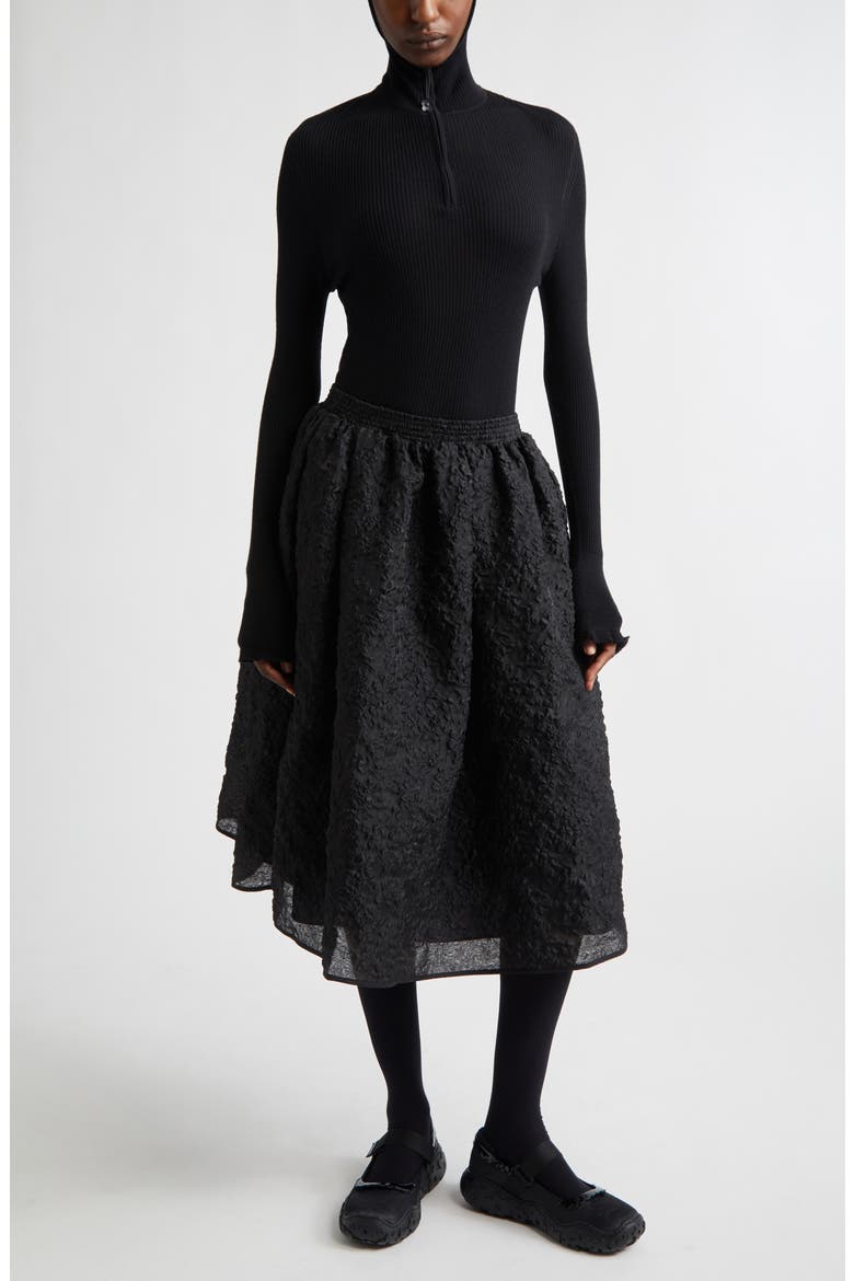 Elma Hooded Rib Merino Wool Half Zip Sweater, Alternate, color, BLACK SUMMER MERINO KNIT