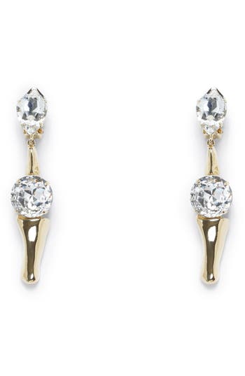 Area Bone Crystal Drop Earrings In Gold