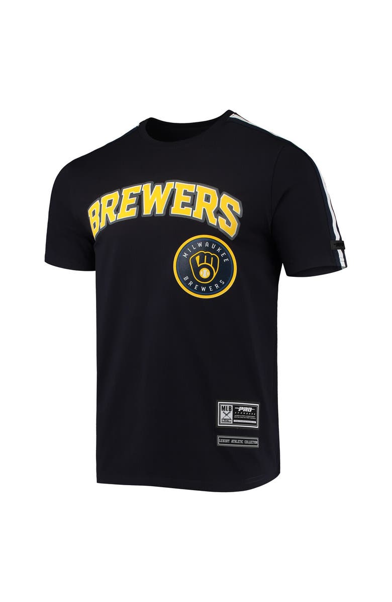 PRO STANDARD Men's Pro Standard Navy/ Milwaukee Brewers Taping T-Shirt, Alternate, color, Navy