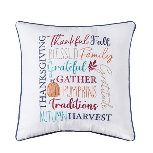 C & F Home C&f Home Fall Thankful Gather Blessed Font 100% Cotton Accent Throw Pillow 18" X 18" In Multi