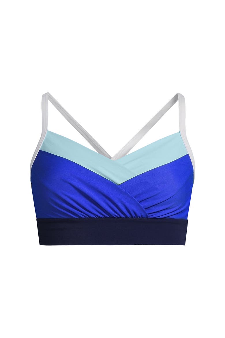 Slender Suit Pleated Tankini Top, Alternate, color, Navy/Sapphire/River Mist/White