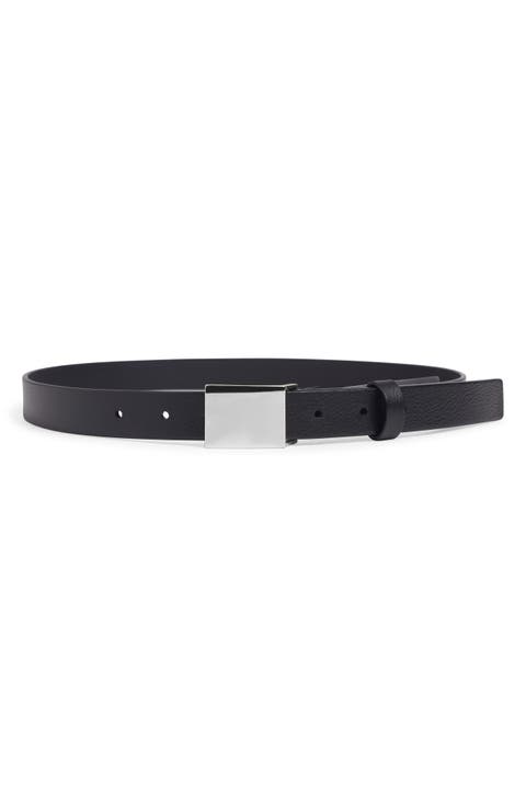 Plaque Buckle Leather Belt