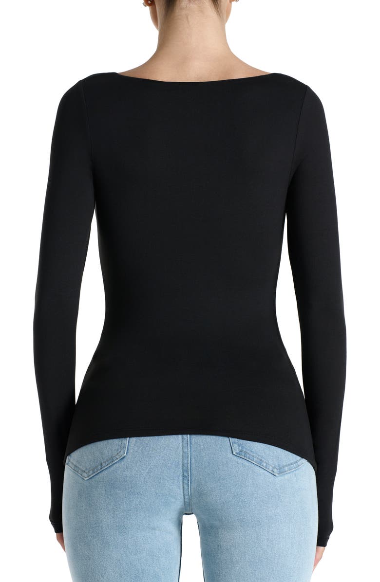 Naked Wardrobe Bare Square Neck Top, Alternate, color, Black