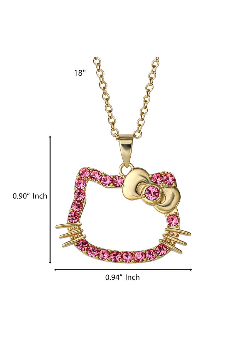 Pink Outline Crystal Pendant, Alternate, color, Gold, Pink
