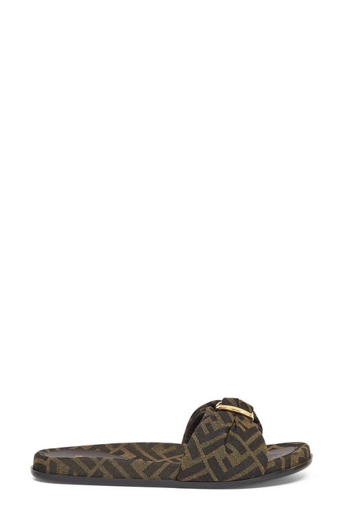 Fendi Brown Ff Jacquard Slides In Tobacco