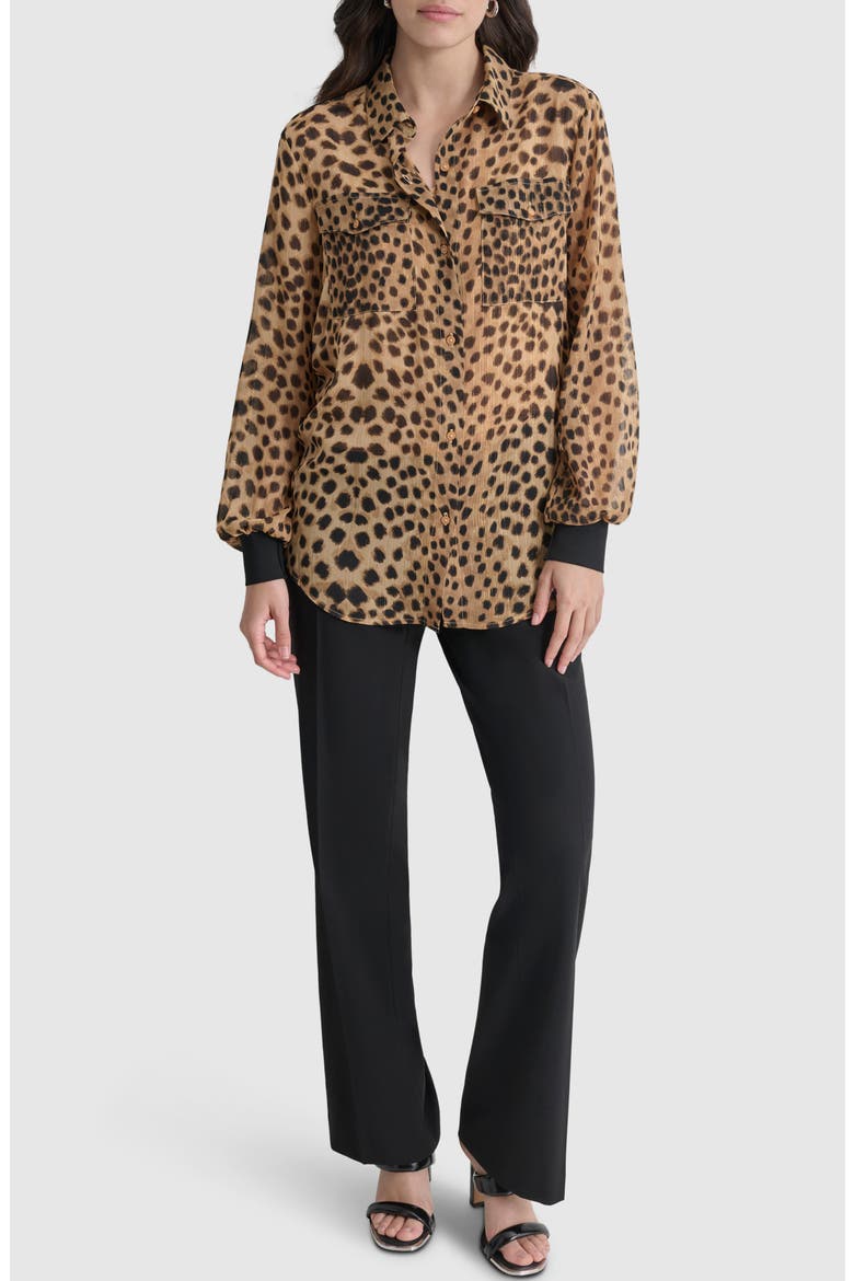 Metallic Animal Print Button-Up Shirt, Alternate, color, CHEETAH REPEAT