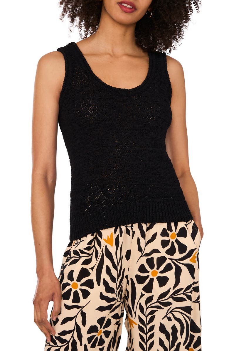 1.STATE Open Stitch Sweater Tank, Main, color, Rich Black