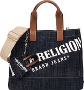 True Religion Medium Logo Denim Tote