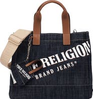 True Religion Medium Logo Denim Tote