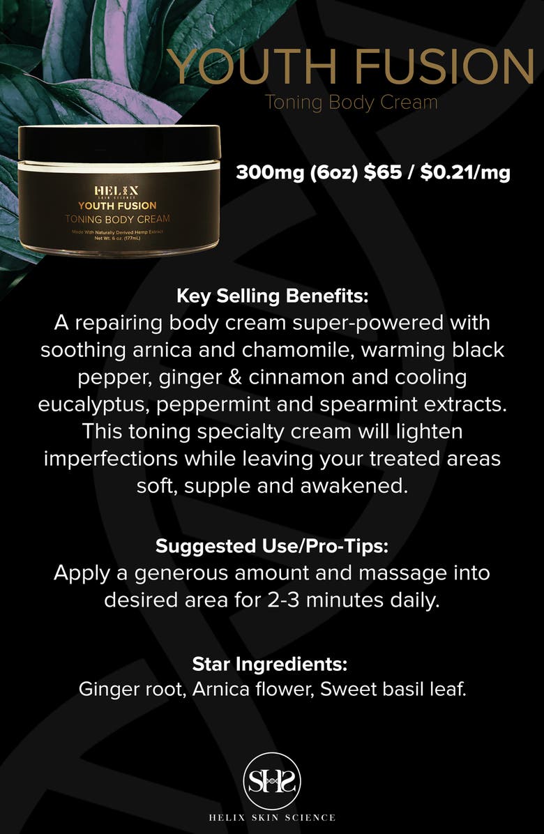 HELIX SKIN SCIENCE Youth Fusion Toning Body Cream with CBD, Alternate, color,