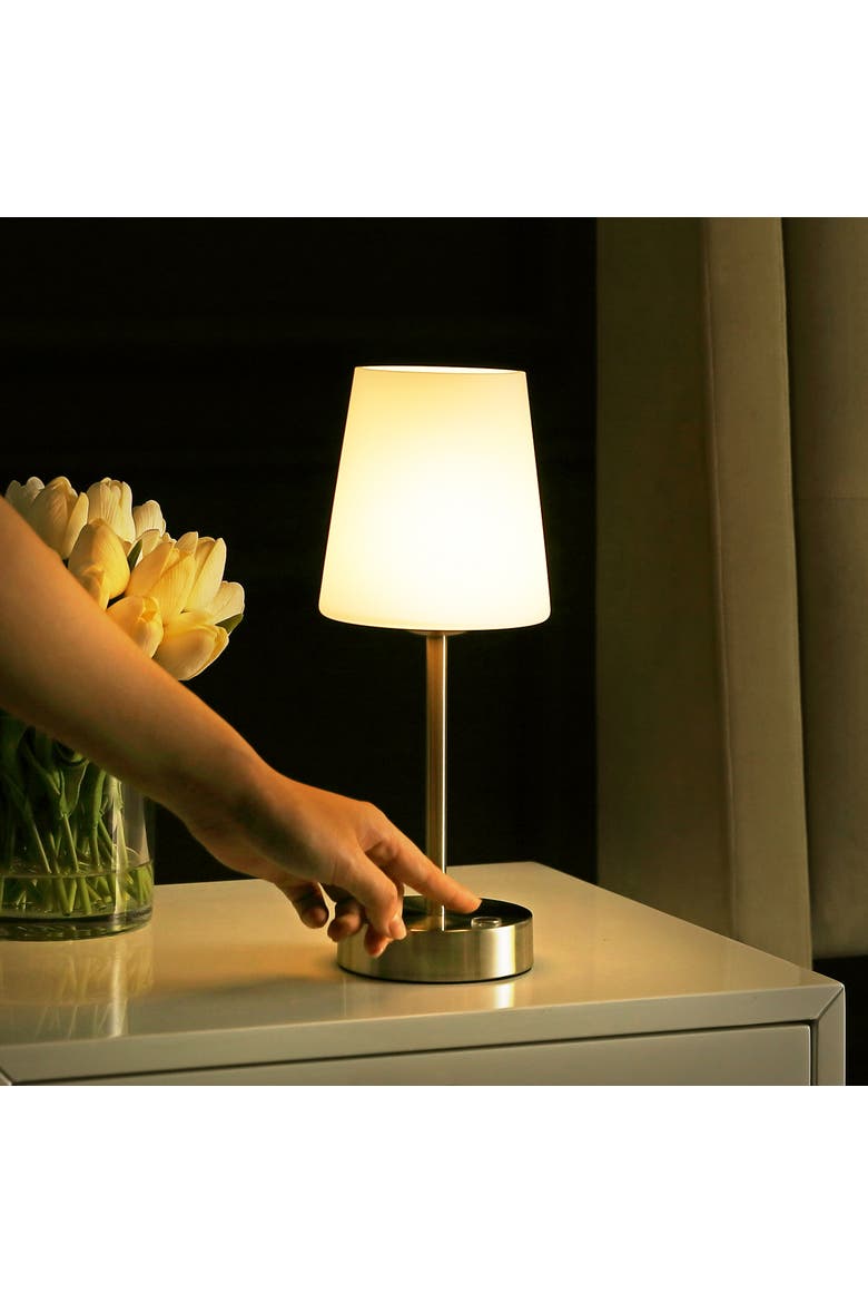 Carson Modern Minimalist Iron Rechargeable Integrated Portable LED Table Lamp, Alternate, color, Nickel