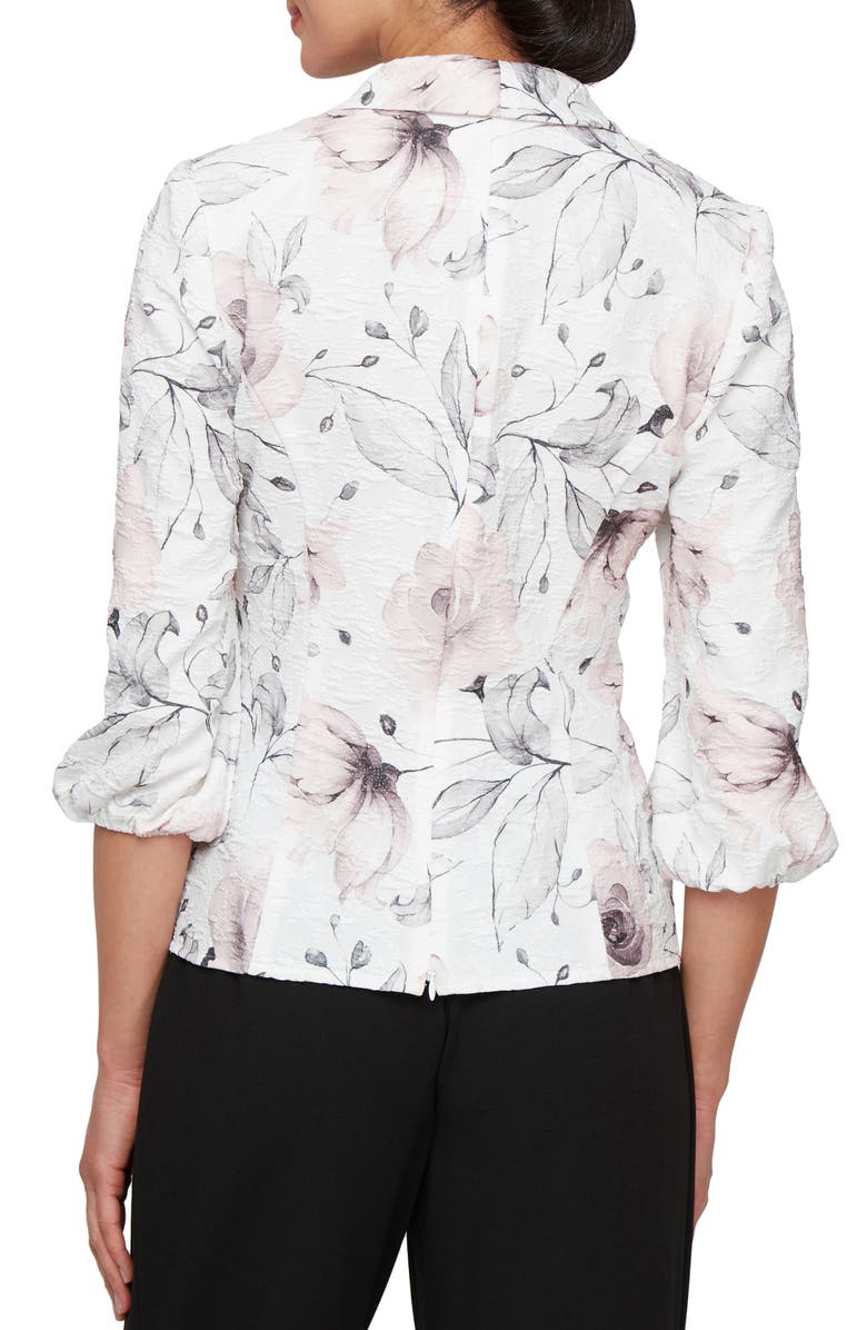Alex Evenings Print Jacquard Blazer, Alternate, color, Ivory/ Pink
