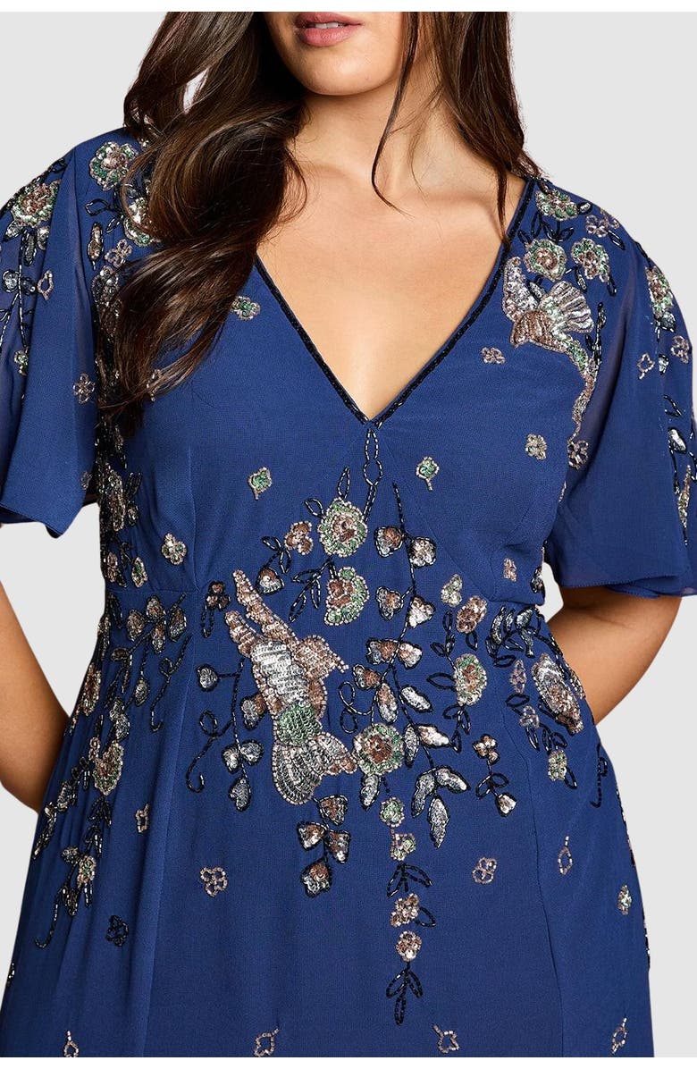 Coast Plus Floral Embellished Midi Dress, Alternate, color, Navy