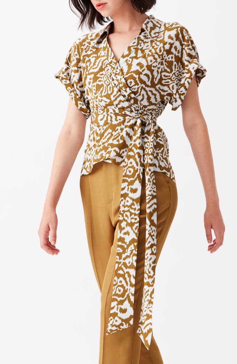 DVF Debbie Wrap Silk Top, Alternate, color,