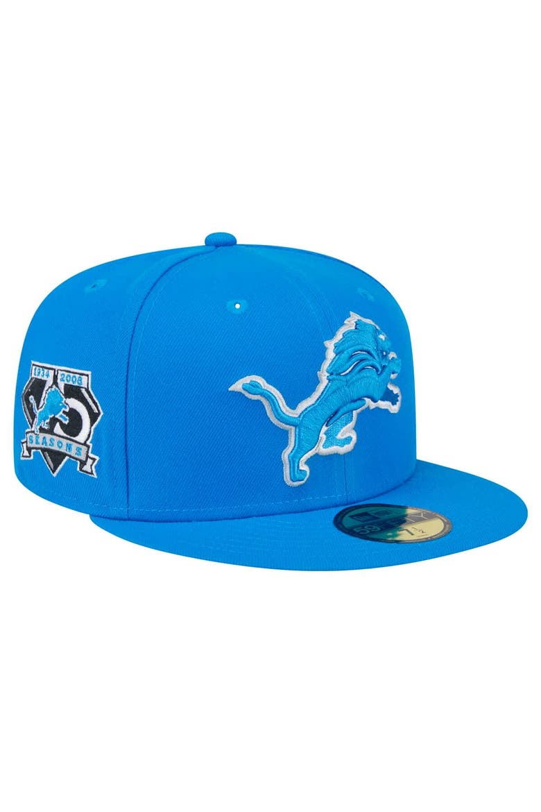 Men's New Era Blue Detroit Lions Main Side Patch 59FIFTY Fitted Hat, Main, color, Blue