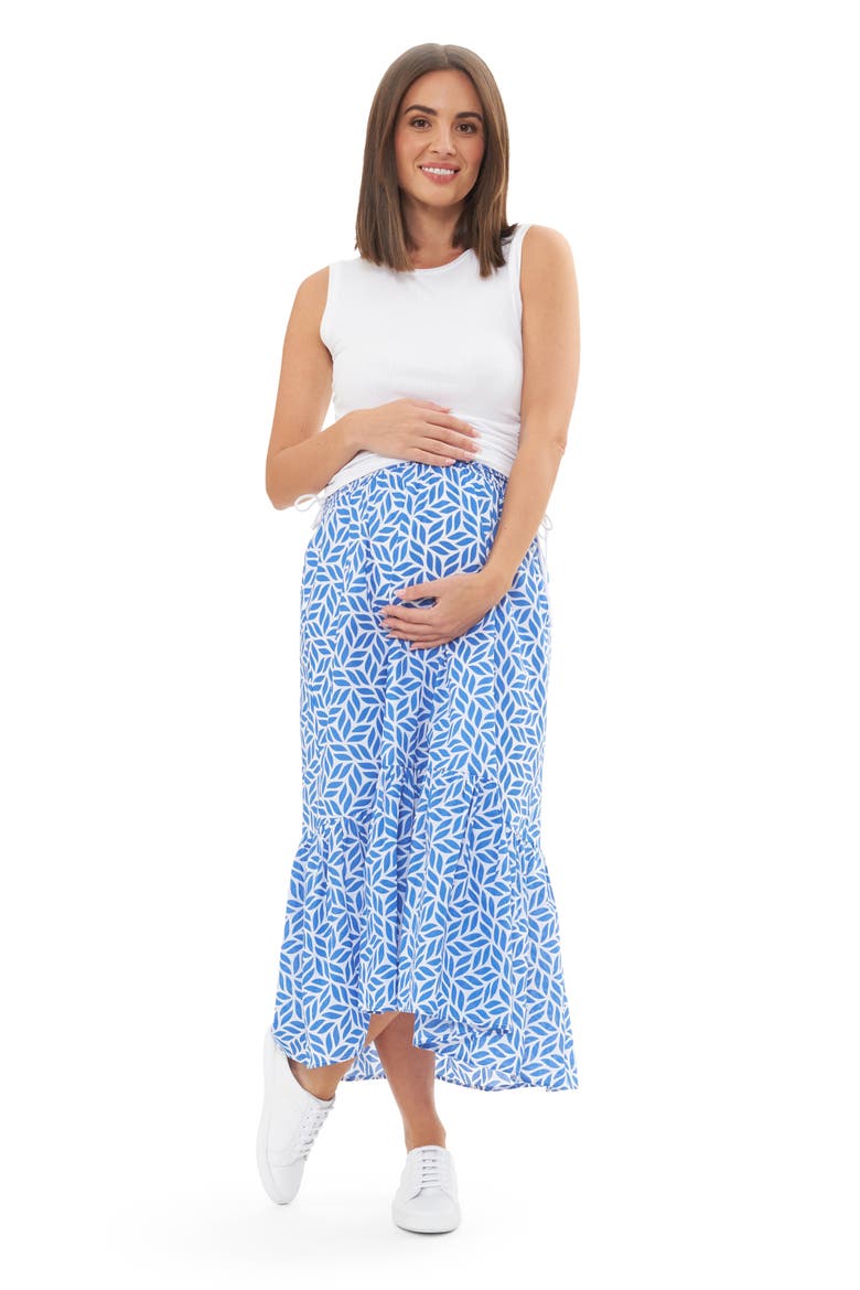 Capri Shirred Dress, Alternate, color, WHITE / LAPIS