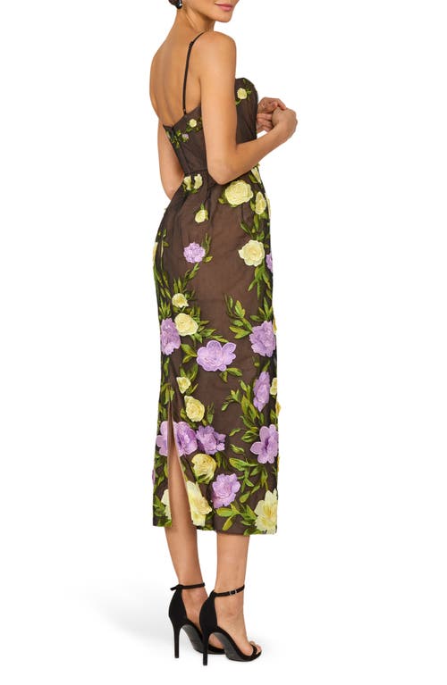 Helsi Gemma Floral Embroidered Midi Cocktail Dress In Blue