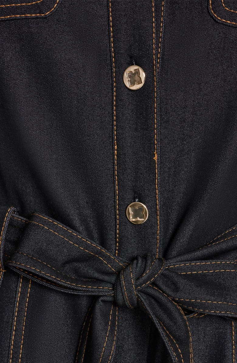 BCBG Belted Twill Romper, Alternate, color, Blue Black