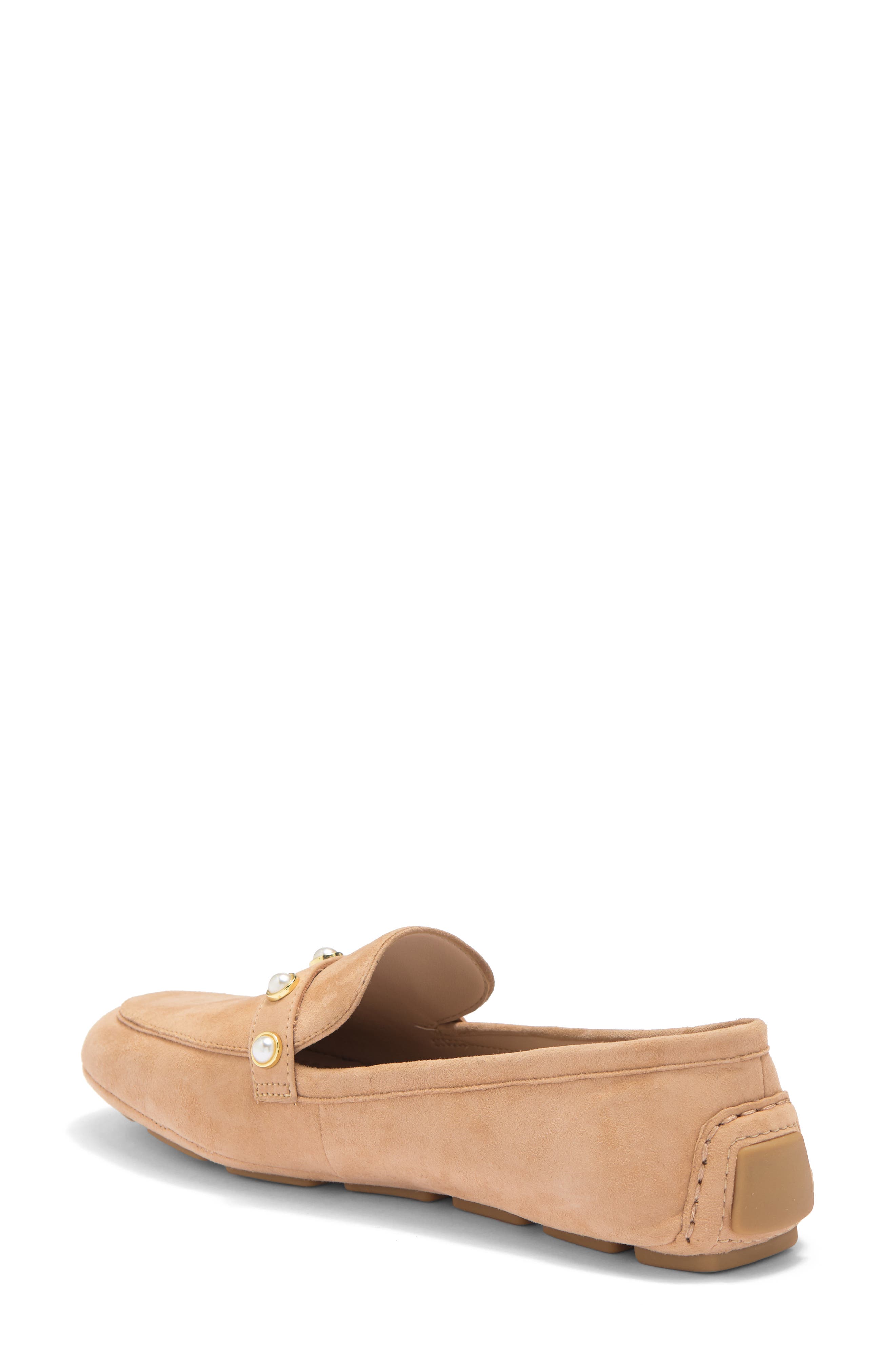 Stuart Weitzman Allpearls Faux Pearl Studded Driving Loafer, Alternate, color, Sandalwood