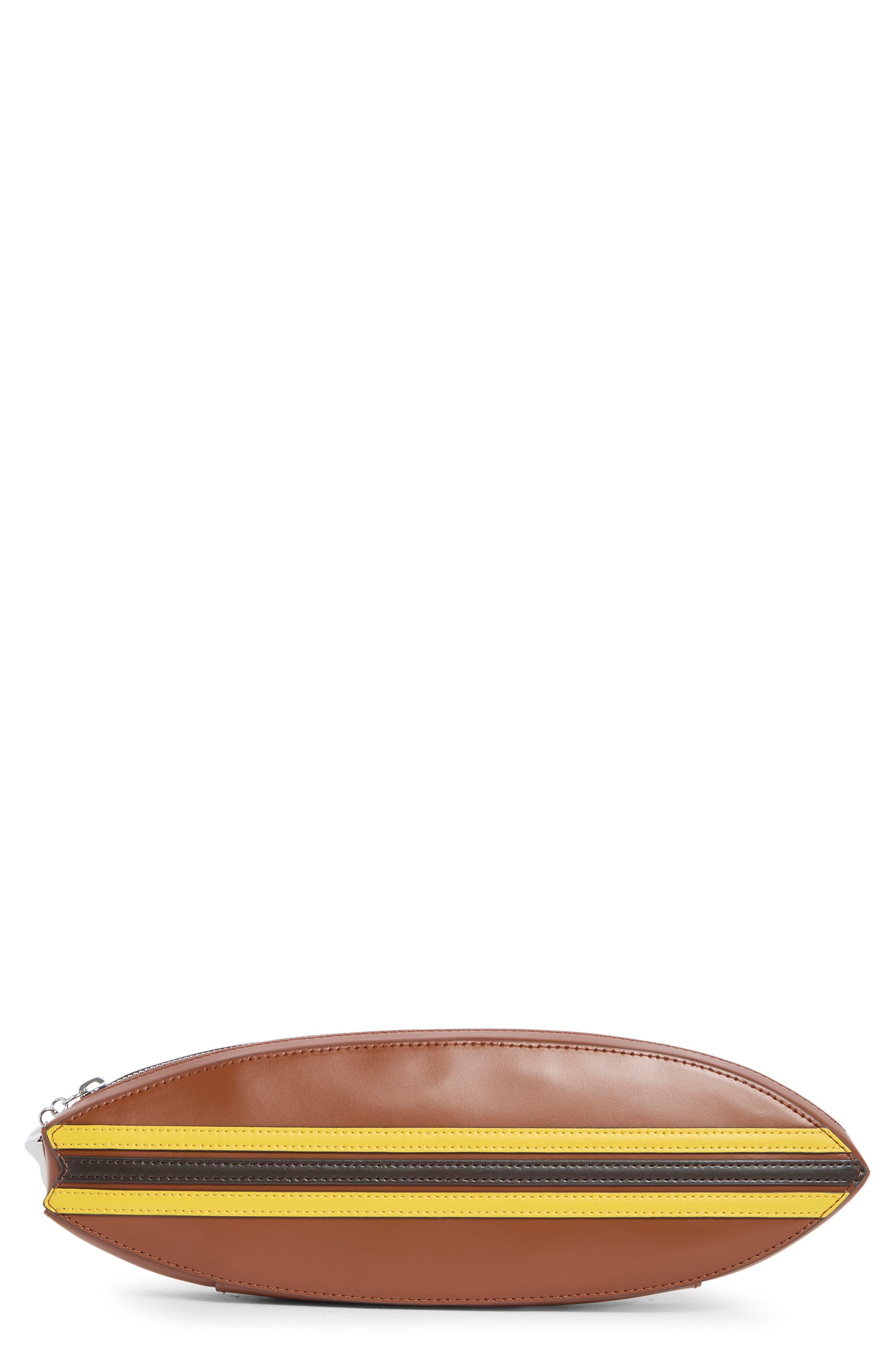 STAUD Leather Surfboard Clutch, Main, color, Tabacco