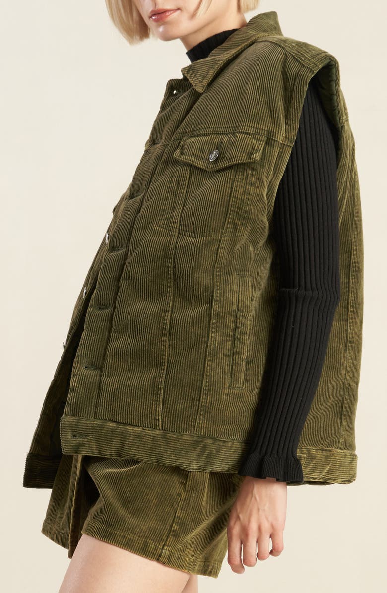 FREEMARKET Cotton Corduroy Vest, Alternate, color, Olive