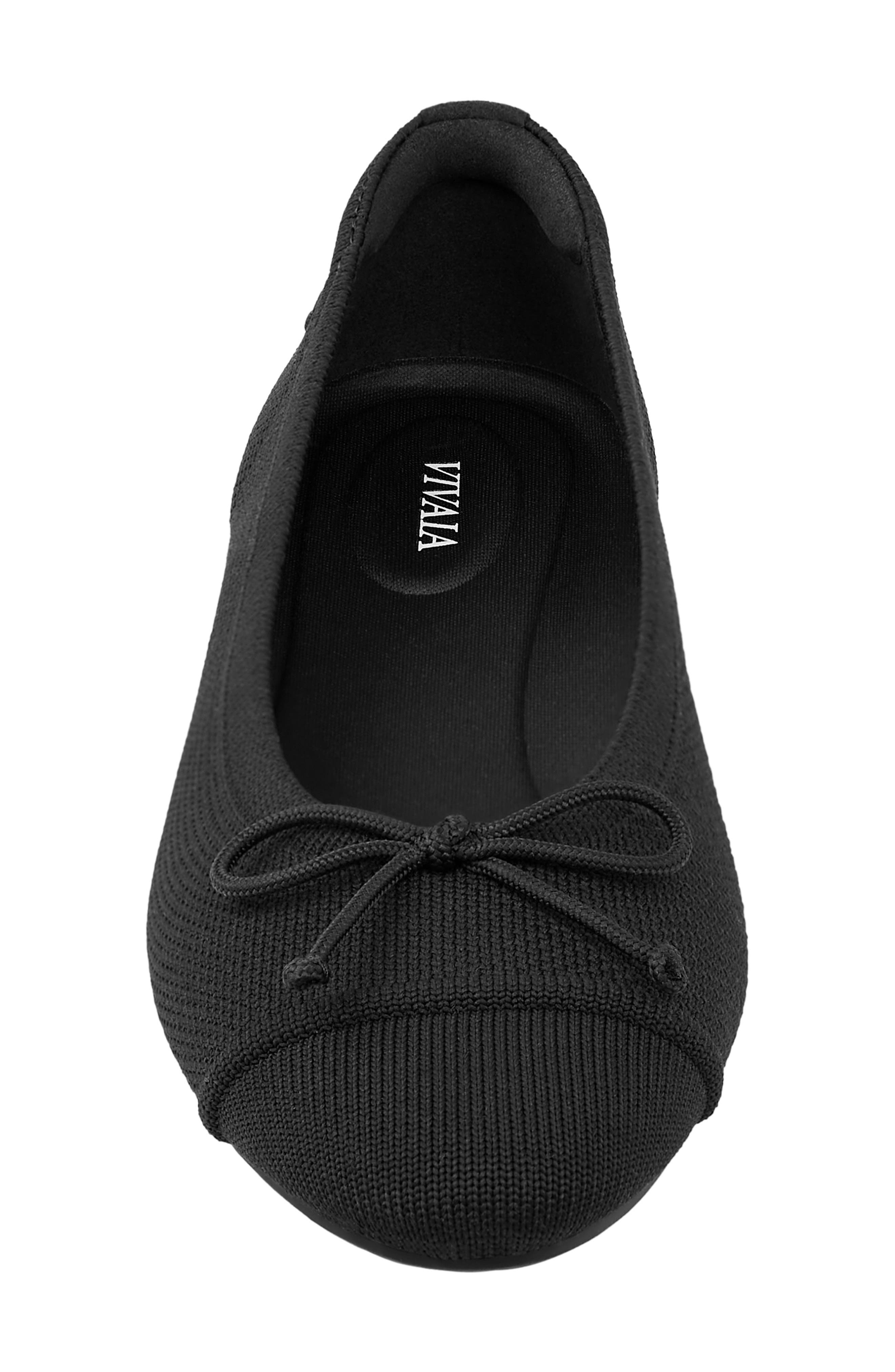 Tiana Almond-Toe Bow Flats, Alternate, color, BLACK