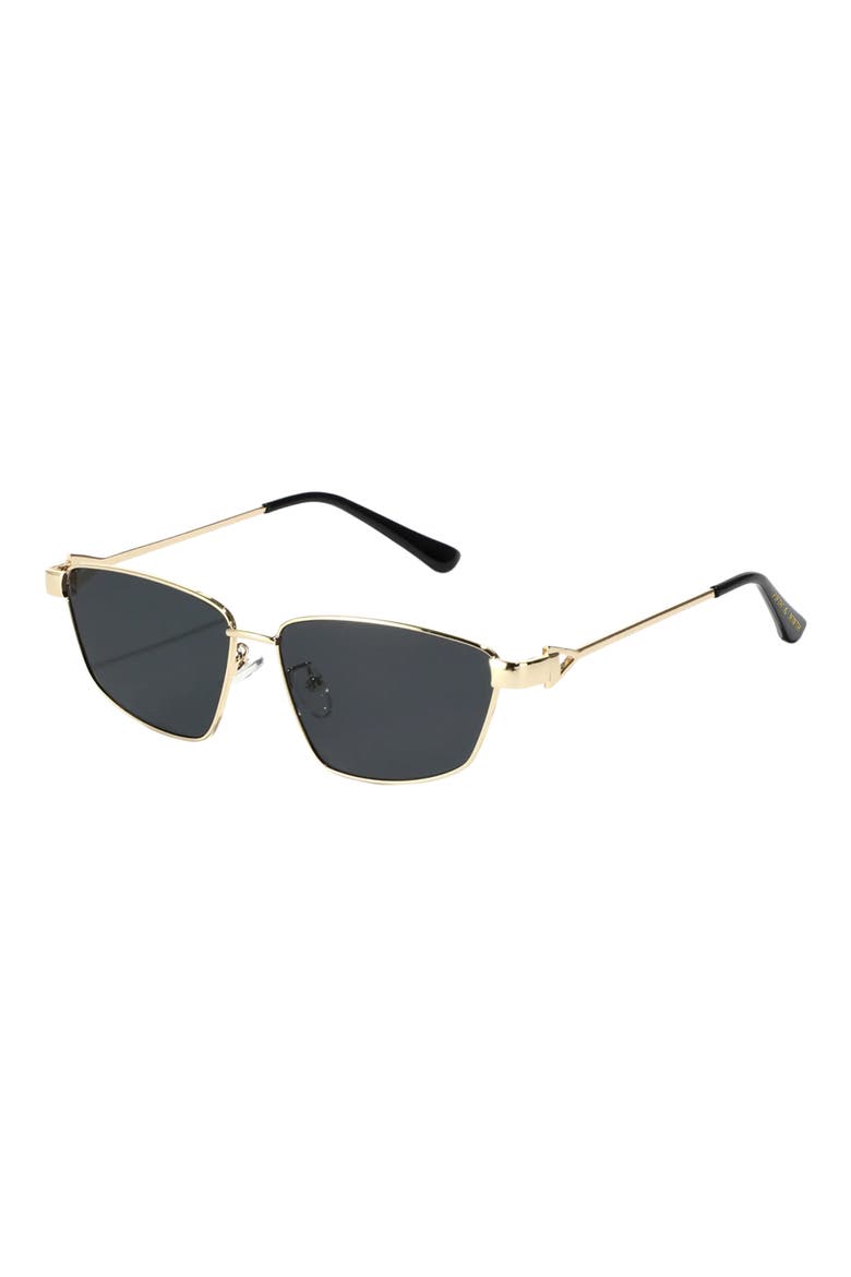 Cleo 60mm Polarized Geometric Sunglasses, Alternate, color, BLACK/ GOLD