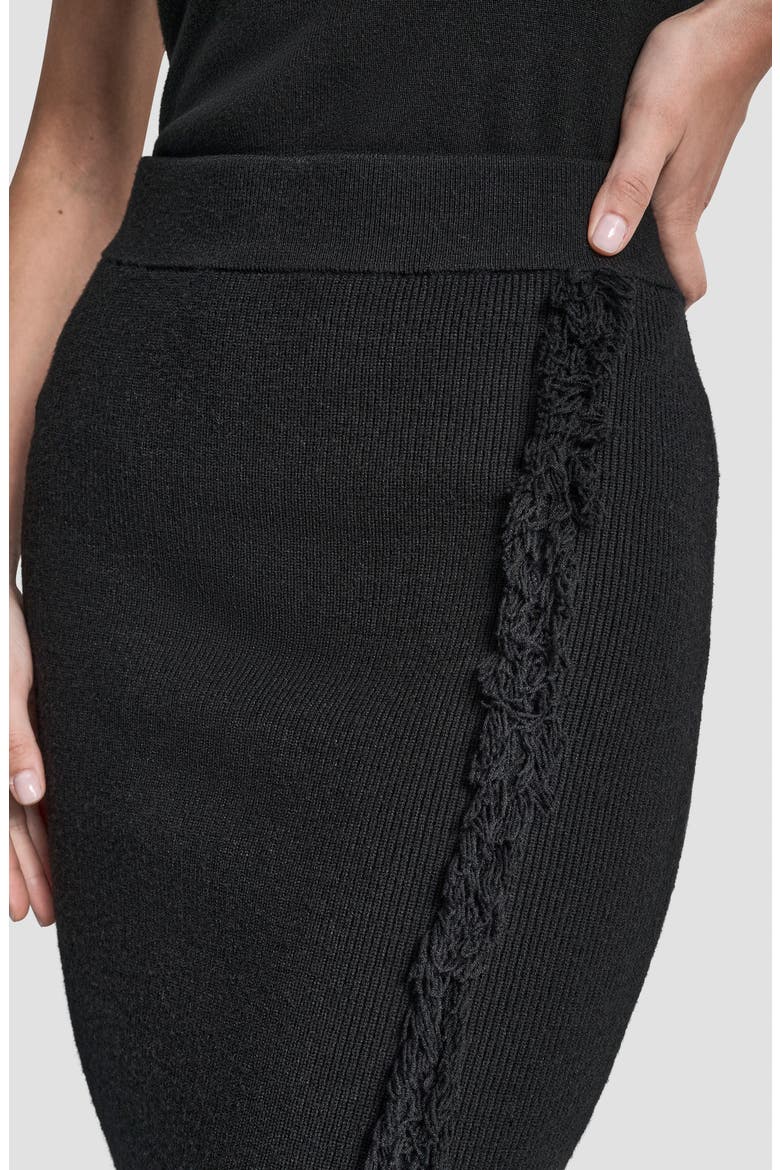 Fringe Detail Sweater Skirt, Alternate, color, BLACK
