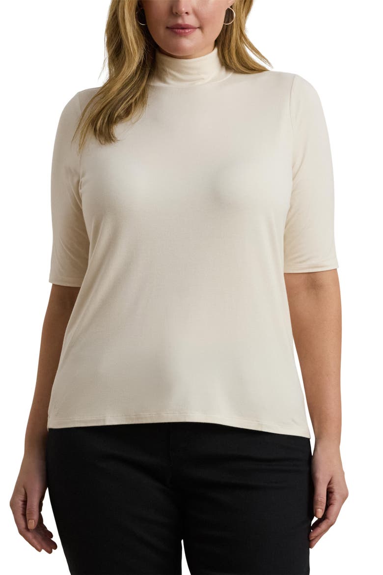 Elbow Sleeve Turtleneck Top, Main, color, MASCARPONE CREAM