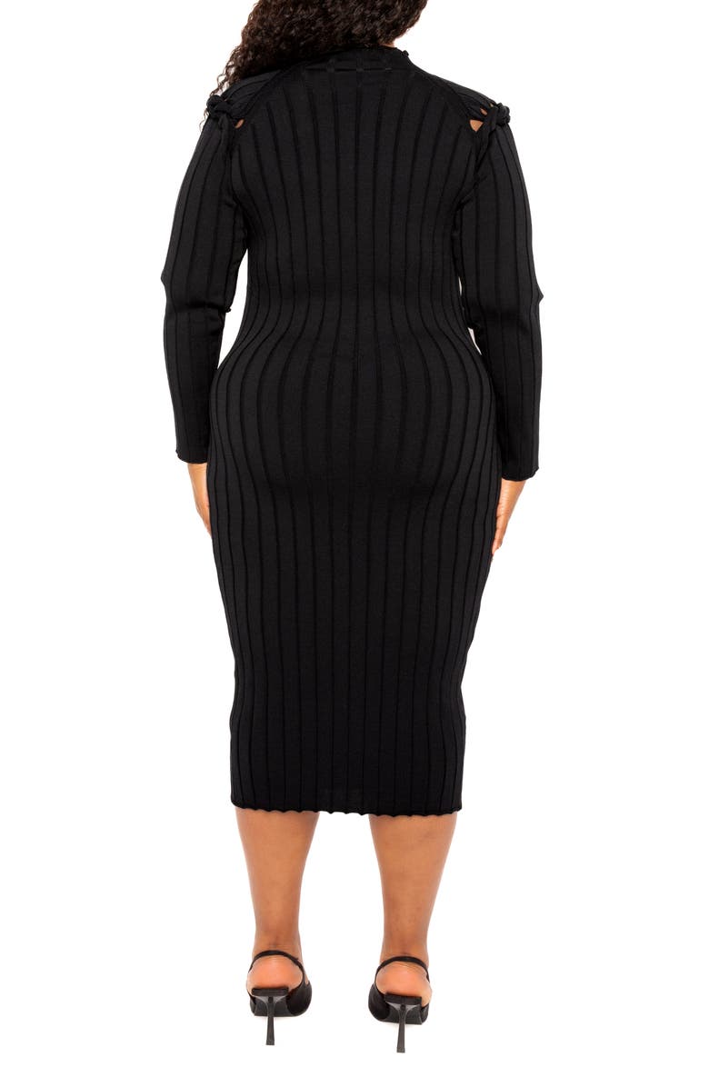 BUXOM COUTURE Knot Detail Long Sleeve Sweater Dress, Alternate, color,