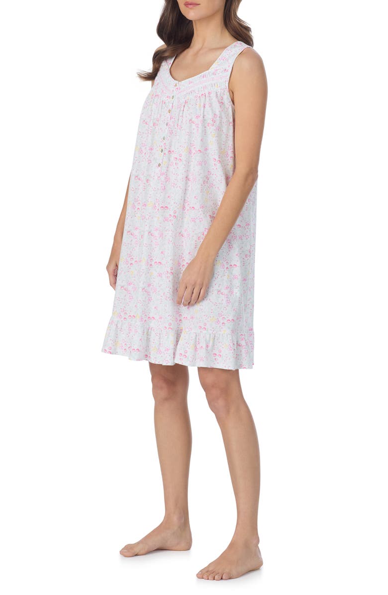 Eileen West Cotton Short Nightgown, Alternate, color, White Novelty