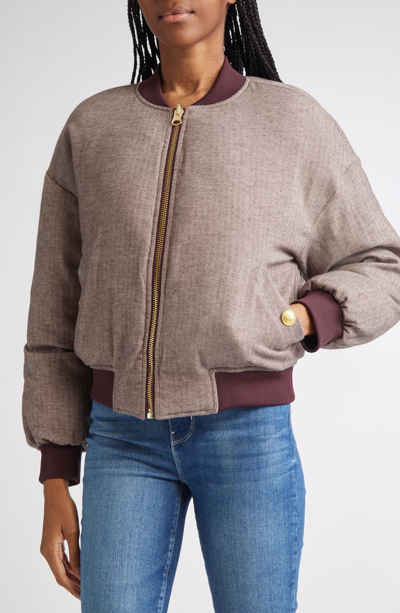 L'AGENCE Violeta Reversible Bomber Jacket, Alternate, color, Wine/ Herringbone