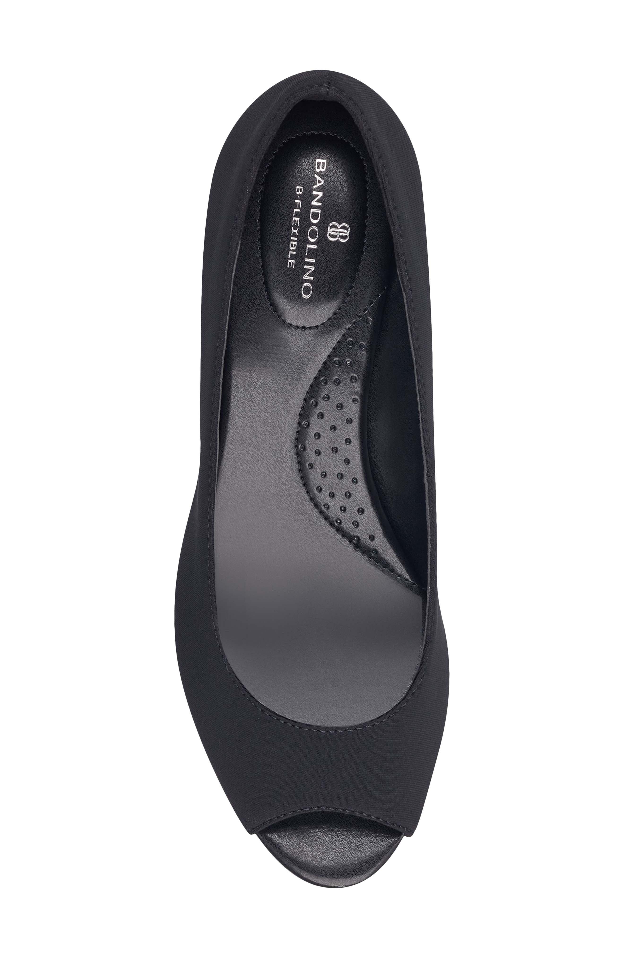 Bandolino Peep Toe Wedge Pump, Alternate, color, Black Fabric