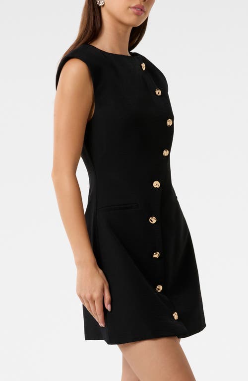 Ever New Julieta Asymmetric Button Sleeveless Minidress In Black