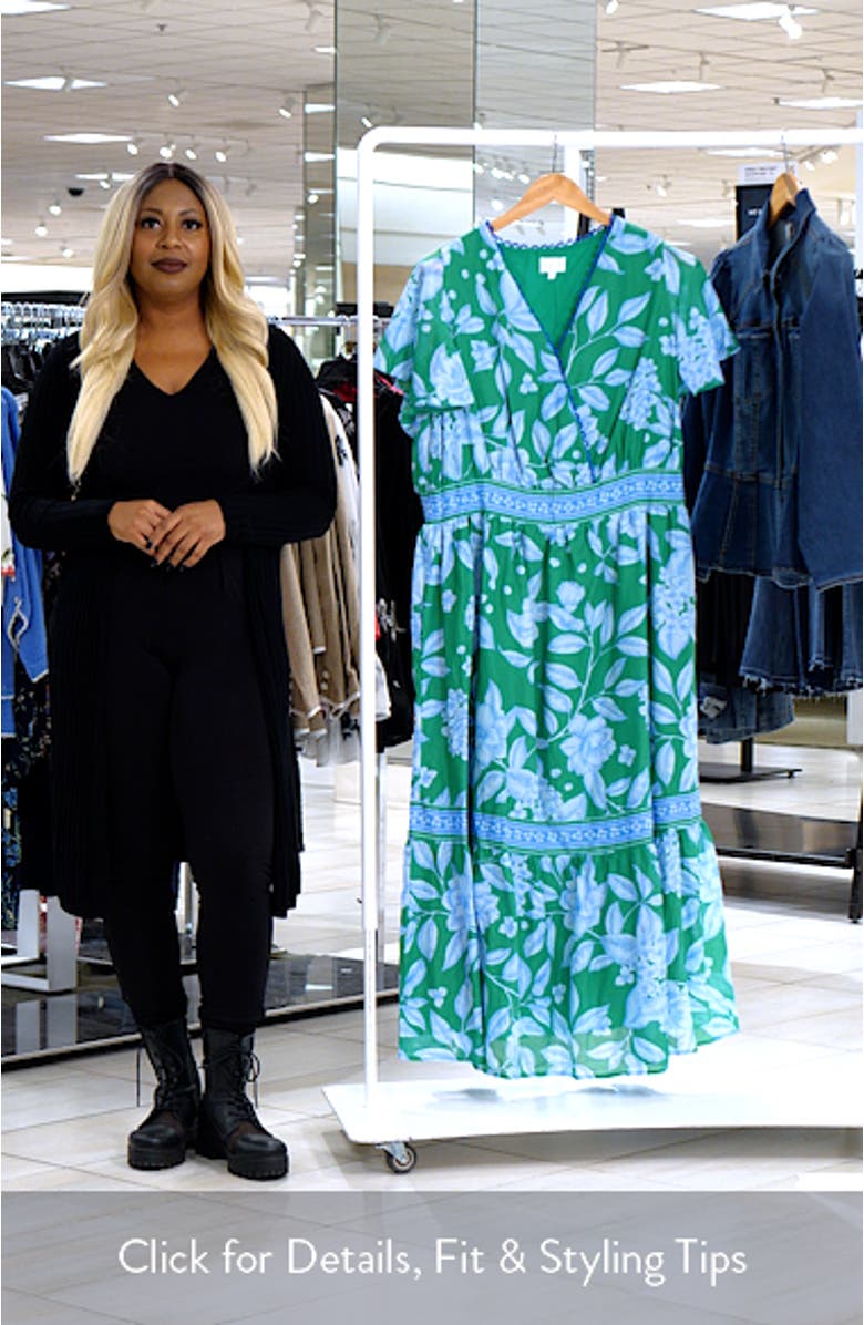 Verbena Floral Ingrida Surplice Midi Dress, sales video thumbnail