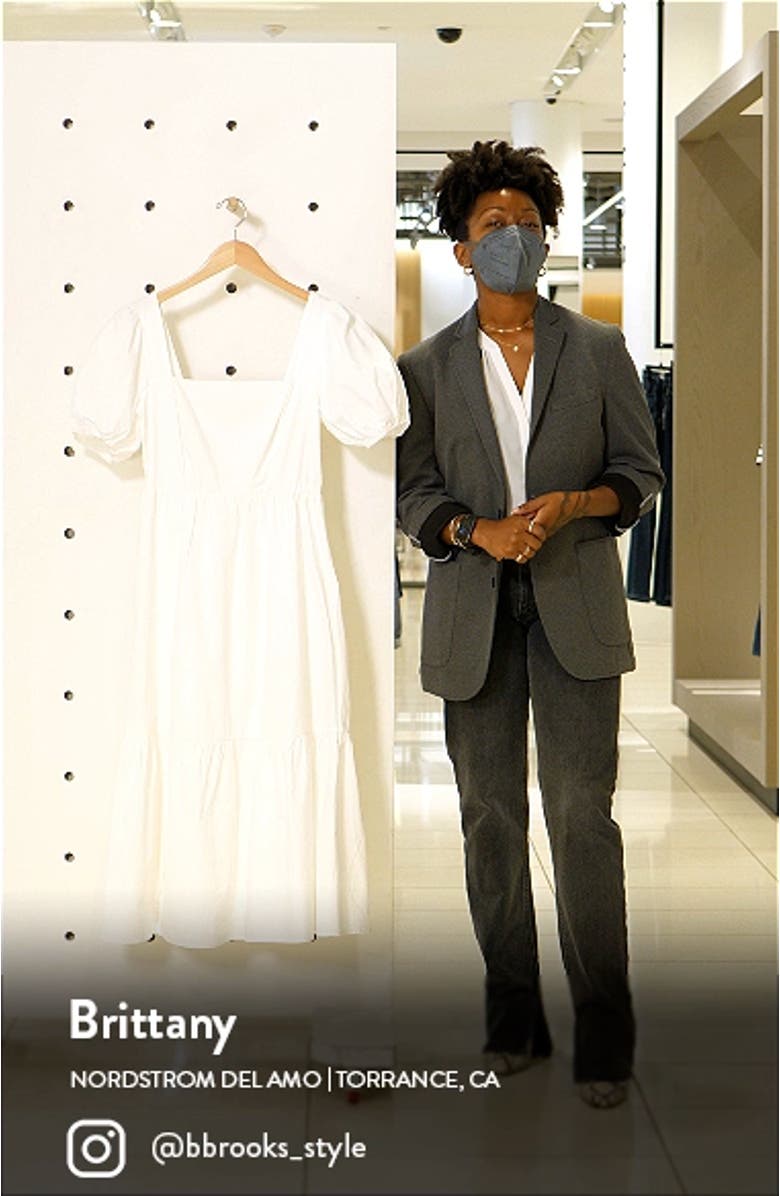 Astr Poplin Puff Sleeve Tiered Midi Dress, sales video thumbnail