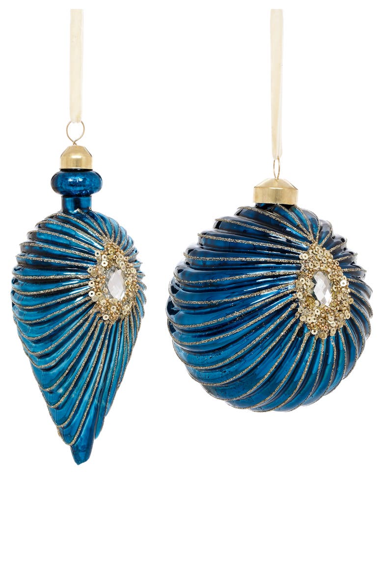 Jeweled Starburst Ornament, Set of 6, Main, color, Blue