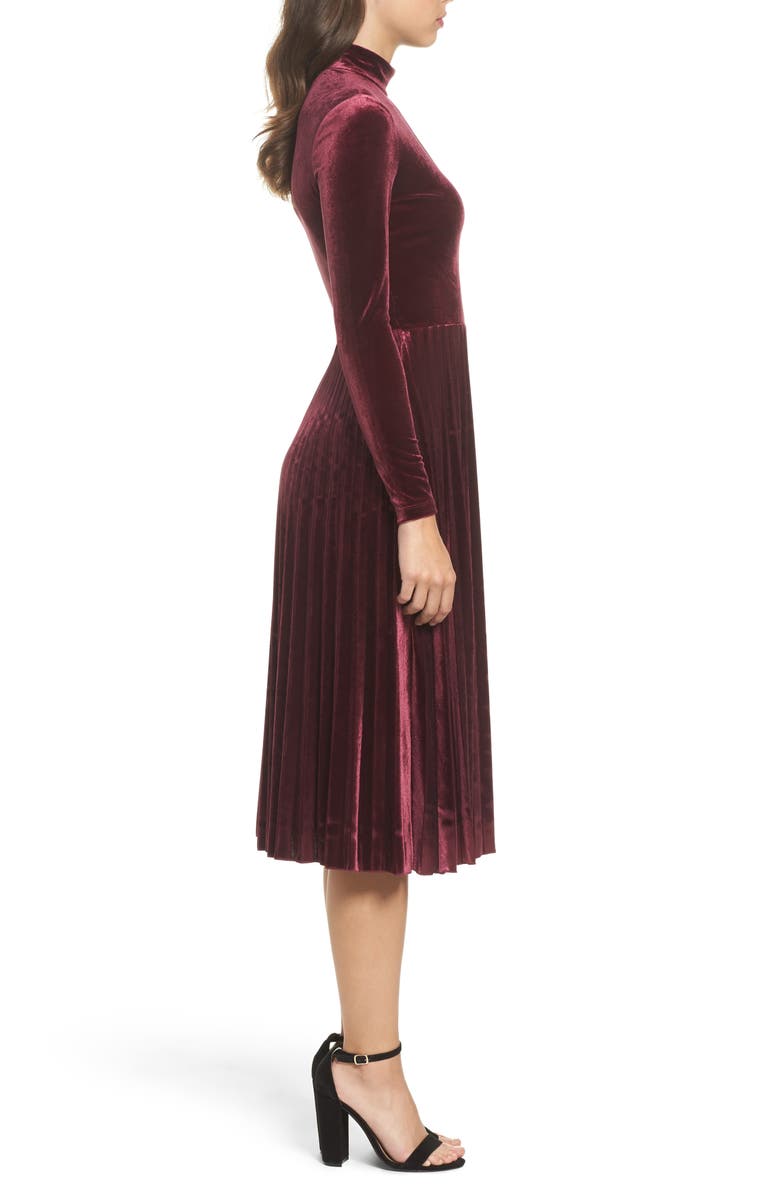 Maggy London Velvet Midi Dress, Alternate, color,